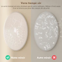 HOMCOM Miroir salle de bain avec éclairage 80 x 50 cm, miroir LED ovale, anti-buée, 3 couleurs lumière, dimmable, transparent(m-7)