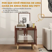 PawHut Móvel Caixa de Areia para Gatos com Tapetes de Sisal Pés de Madeira 55x43x59,6 cm Castanho Rústico(m-5)