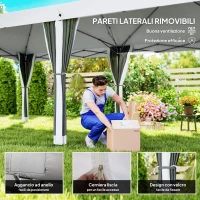 Outsunny Gazebo da Giardino 6x3 m Pieghevole con Zanzariera e Borsa di Trasporto, Crema(m-6)