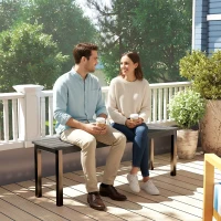 Outsunny 2 Seater Garden Bench, Outdoor Bench Loveseat with Wood-Effect Slatted Seat and Steel Frame for Patio, Park, Grey(m-9)