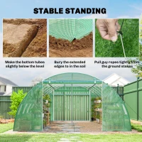 Outsunny Serra a Tunnel con 2 Aste di Supporto 2 Porte Avvolgibili e Finestre con Rete Copertura in PE Anti-UV Verde(m-5)