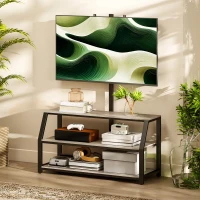HOMCOM Meuble TV avec support pour téléviseurs jusqu'à 72 pouces, meuble télé avec 2 étagères ouvertes, 110x43x150cm, gris(m-9)