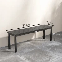 Outsunny 2 Seater Garden Bench, Outdoor Bench Loveseat with Wood-Effect Slatted Seat and Steel Frame for Patio, Park, Grey(m-3)
