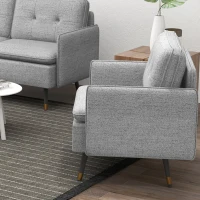 HOMCOM Modern Armchairs with Steel Legs, Upholstered Button Tufted Accent Chairs for Living Room(m-9)