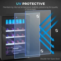 HOMCOM Adega Refrigerada para Vinho 53L com Prateleiras Ajustáveis para 12 Garrafas e 25 Latas 43x45x64 cm Preto(m-4)