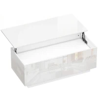 HOMCOM Height-Adjustable Coffee Table, Modern Living Room Table with Hidden Storage and 2 Drawers, High-gloss White(m-1)