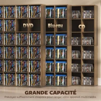 HOMCOM Meuble de rangement multimédia 456 CD/ 336 DVD - bibliothèque en bois avec étagères réglables, 89 x 130,5 cm, marron(m-4)