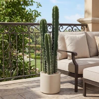 HOMCOM Artificial Cactus Plant Large 95 cm with Pot Lifelike for Home, Office, Green(m-4)