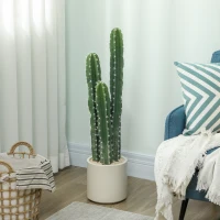 HOMCOM Planta artificial Cactus grande 95 cm con maceta de aspecto real para hogar, oficina, verde(m-5)