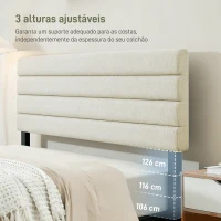 HOMCOM Cabeceira de Cama 140 cm Altura Ajustável em 3 Níveis 106/116/126 cm Estofada em Linho Bege(m-4)