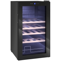 HOMCOM Adega Refrigerada para Vinhos 63L com Prateleiras Ajustáveis para 16 Garrafas e 25 Latas 43x45x74 cm Preto