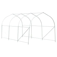 Outsunny Estufa Tipo Túnel 595x300x200cm Estufa de Jardim Grande com 12 Janelas e Porta Enrolável com Zíper para Cultivo de Plantas Branco(m-11)