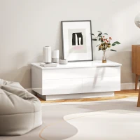 HOMCOM Height-Adjustable Coffee Table, Modern Living Room Table with Hidden Storage and 2 Drawers, High-gloss White(m-5)