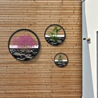 Outsunny Wandplantenbakken, set van 3 stuks, stapelbaar, staal+acryl, zwart(m-10)