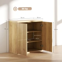 HOMCOM Aparador de salón, mueble de almacenamiento moderno con puertas de cierre suave y estantes ajustables, 78 x 39 x 79 cm, roble(m-3)