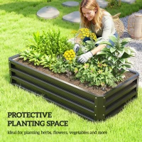 Outsunny Raised Beds for Garden, Galvanized Outdoor Planters, for Herbs and Vegetables, Use for Patio, Backyard, Balcony, Grey(m-6)