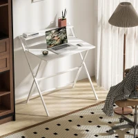 HOMCOM Bureau pliable 75,5 x 50 cm avec étagère de rangement pour chambre, petits espaces, blanc(m-10)