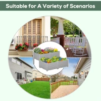 Outsunny Set of 4 26L Garden Raised Bed Elevated Patio Flower Plant Planter Box PP Vegetables Planting Container, Grey(m-5)