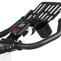 HOMCOM Bicicleta estática com tela LCD Sela ajustável Volante 8 kg Carga 100 kg 103x53x110-114 cm Branco(m-12)