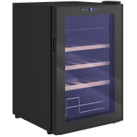 HOMCOM Adega Refrigerada para Vinho 53L com Prateleiras Ajustáveis para 12 Garrafas e 25 Latas 43x45x64 cm Preto(m-7)