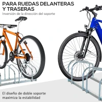HOMCOM Aparcamiento para 5 Bicicletas Estacionamiento para Aparcar Bicicletas para Interior y Exterior 145x33x27cm Plata(m-7)