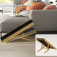 PawHut Rampa para Mascotas de Madera con Altura Ajustable en 4 Niveles para Perros Pequeños y Medianos 83,5x35x47,5 cm Natural(m-5)