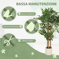 HOMCOM Pianta Artificiale di Baniano Verde in PEVA e Legno con Vaso Contenitore in PP e Cemento, 55x55x120 cm(m-5)