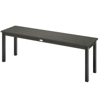 Outsunny 2 Seater Garden Bench, Outdoor Bench Loveseat with Wood-Effect Slatted Seat and Steel Frame for Patio, Park, Grey(m-11)