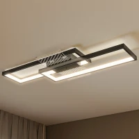 HOMCOM LED Ceiling Light, Modern Dimmable Ceiling Light with Wall Switch & Remote Control, Flush Mount Ceiling Lamp with 3000-6000K Colour Temperatures for Living Room, Bedroom, Black(m-10)