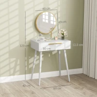 HOMCOM Elegant Dressing Table, with Round Mirror, 60 x 40 x 123 cm - White(m-3)