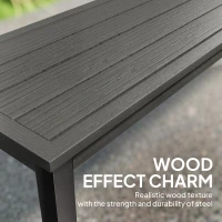 Outsunny 2 Seater Garden Bench, Outdoor Bench Loveseat with Wood-Effect Slatted Seat and Steel Frame for Patio, Park, Grey(m-4)