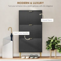 HOMCOM Elegant Three-Drawer Shoe Cabinet - Black(m-4)