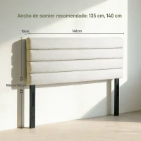 HOMCOM Cabeceira de Cama 140 cm Altura Ajustável em 3 Níveis 106/116/126 cm Estofada em Linho Bege(m-3)