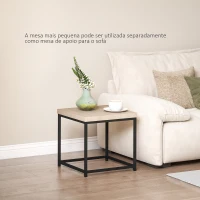 HOMCOM Conjunto de 2 Mesas de Centro Mesas Ninho Modernas Mesas Auxiliares Pés de Aço para Sala Quarto Escritório Carvalho(m-5)