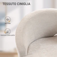 HOMCOM Sedia Moderna Rivestita in Chenille Bianco Crema con Schienale ad Arco, 69x65x67 cm(m-5)
