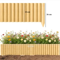 Outsunny Holz-Gartenzaun Paneel, dekoratives, robustes und einfach zu installierendes Element für Terrasse, Rasen, Wege, 176x38 cm, natur(m-3)