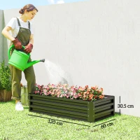 Outsunny Raised Beds for Garden, Galvanized Outdoor Planters, for Herbs and Vegetables, Use for Patio, Backyard, Balcony, Grey(m-3)