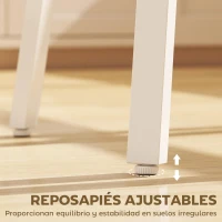 HOMCOM Mesa Alta Cocina Cuadrada con Estante para 2 Personas Patas de Metal 55x55x95 cm Madera Natural y Blanco(m-6)