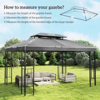 Outsunny Telo di Ricambio 4x3 m con Tetto Doppio Fori di Drenaggio e Protezione UV Solo telo NO include struttura Grigio Scuro(m-3)