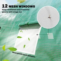 Outsunny Serra a Tunnel con 2 Aste di Supporto 2 Porte Avvolgibili e Finestre con Rete Copertura in PE Anti-UV Verde(m-4)