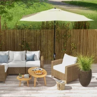 Outsunny Parasol rectangular inclinable 2x3 m con manivela tela de poliéster impermeabilizada de alta densidad 180 g/m² crema(m-6)