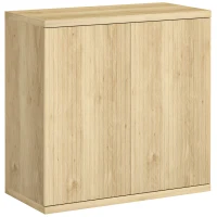 HOMCOM Aparador de salón, mueble de almacenamiento moderno con puertas de cierre suave y estantes ajustables, 78 x 39 x 79 cm, roble(m-1)