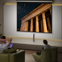 HOMCOM Pantalla de Proyección Manual 100 Pulgadas Formato 4:3/16:9 para Interior y Exterior Cine en Casa Patio Blanco(m-9)