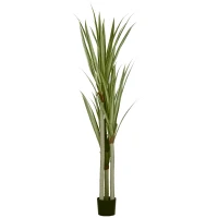 HOMCOM Künstliche Yucca groß 190cm Kunstpflanze, Plastik Künstliche Pflanze im Topf, 17 x 17 x 190 cm Smaragdgrün(m-11)