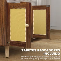 PawHut Mueble Arenero para Gatos Mesa Auxiliar con Puertas con Esteras de Sisal para Salón Dormitorio 55x43x59,6 cm Marrón(m-6)