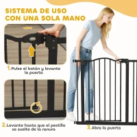 PawHut Barrera para Perros con Ancho Ajustable 74-87 cm Barrera de Seguridad para Perros con 1 Extensión Negro(m-6)