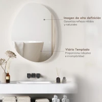 HOMCOM Espejo de Baño con Luz LED 80x60 cm 3 Colores de Luz Brillo Regulable Función Antivaho Función de Memoria IP44(m-6)