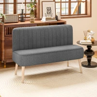 HOMCOM Sofa 2 Sitzer, Polstersofa Leinenoptik, Holzrahmen, Für Wohnzimmer Schlafzimmer, 117 cm, Grau(m-2)