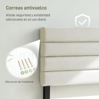 HOMCOM Cabecero de Cama 140 cm Tapizado en Lino Altura Ajustable de 3 Niveles 106/116/126 cm Montado a la Pared Beige(m-6)