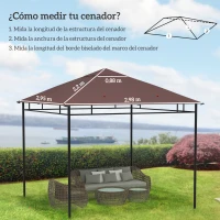 Outsunny Techo de Repuesto 300x300 cm para Cenador de Jardín Cubierta de Repuesto de Gazebo Pabellón Exterior con 8 Orificios de Drenaje y Ventilación Café(m-3)